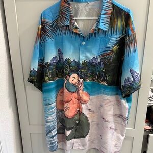 Tropical Beach Print Men's Shirt